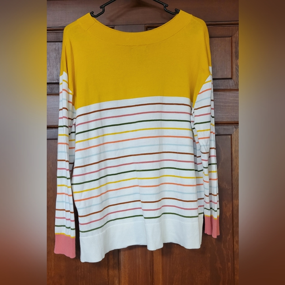LANDS END STRIPED SWEATER 100% COTTON SIZE L/P